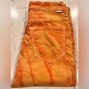Mother High Waisted Looker Hopscotch Ankle Tie Dye Corduroy Pants Size 27